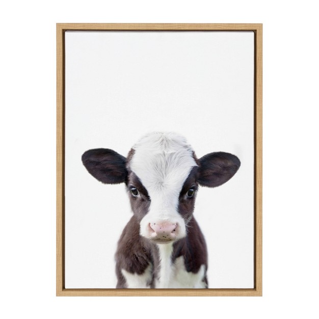 X 24 quot Sylvie Baby Cow Portrait Framed Canvas By Amy Peterson Natural Kate amp Laurel All Things Decor