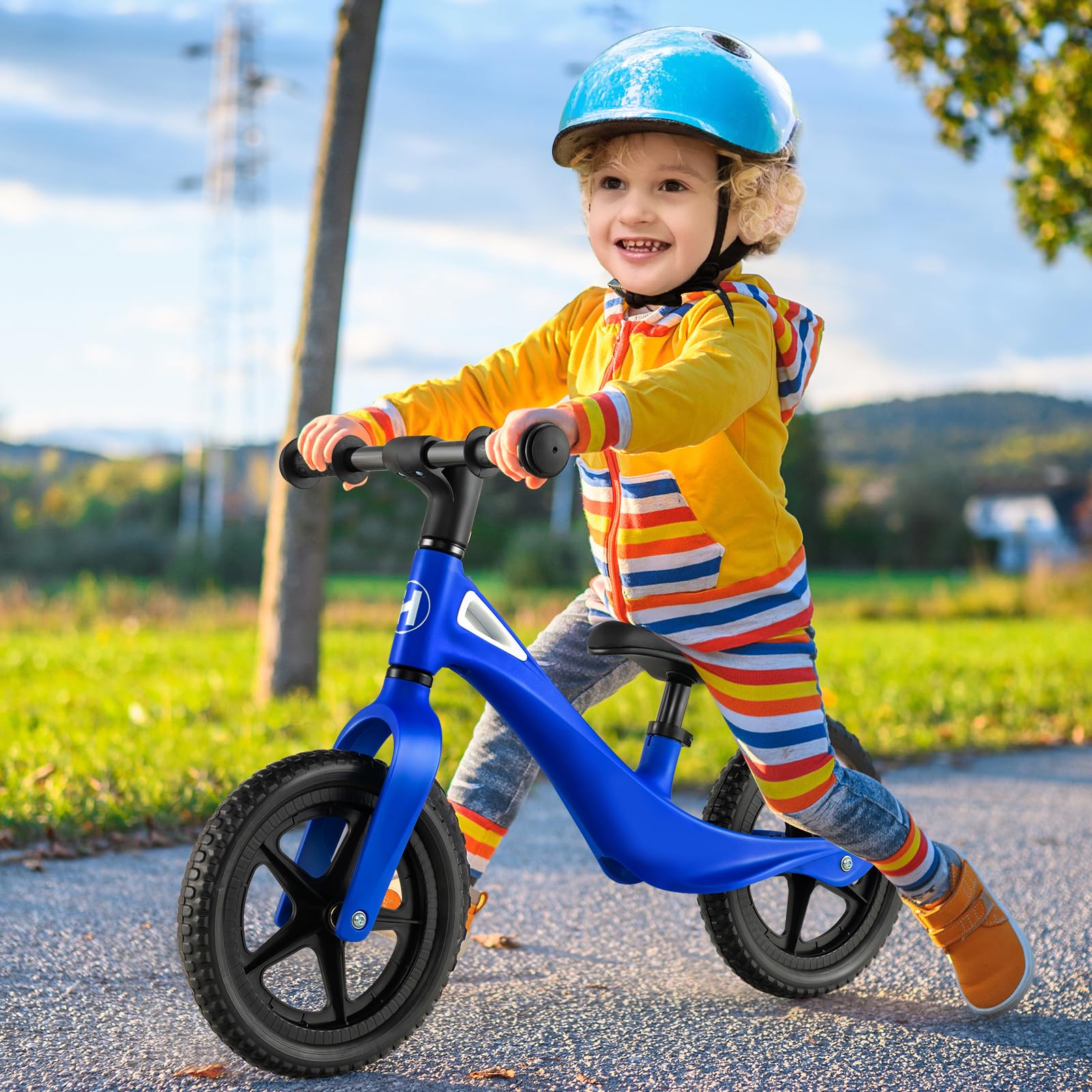 BABY JOY Kids Balance Bike, Lightweight Toddler Bicycle with Rotatable Handlebar & Adjustable Seat Height