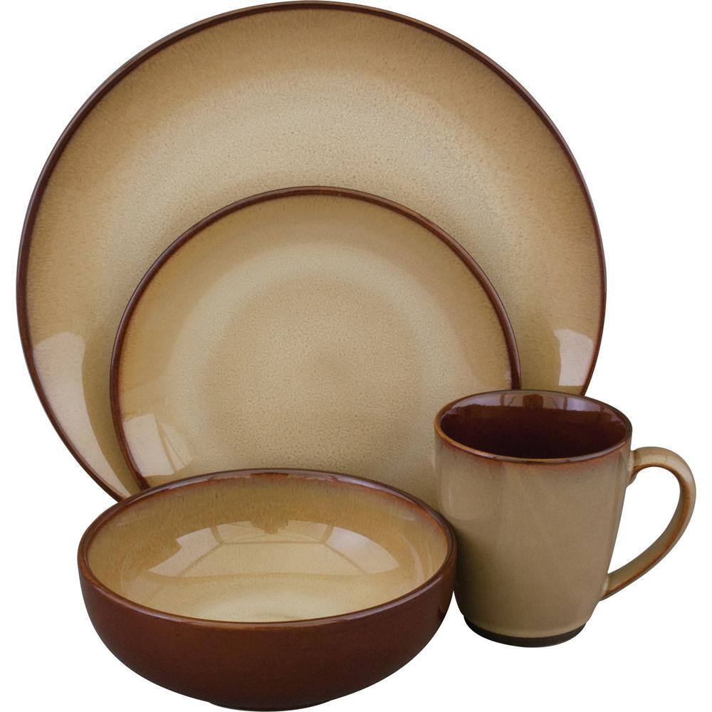 Sango Nova 16-Piece Casual Brown Stoneware Dinnerware Set (Service for 4) 3603BR800ACM28