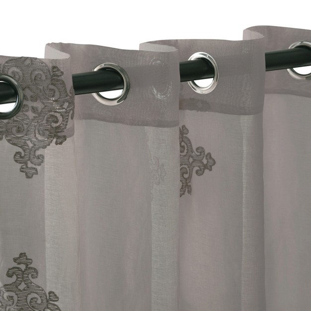 Damask Semi sheer 2 piece Curtain Panel Set With Stainless Grommet Header Blue Nile Mills