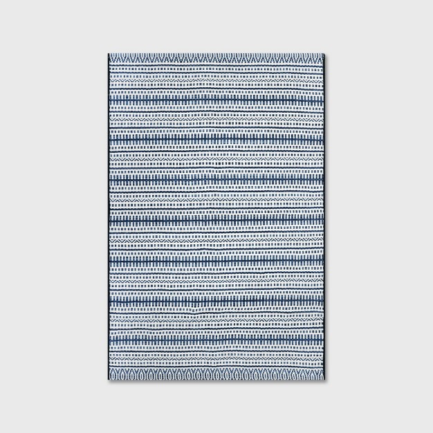 Pattern Stripe Outdoor Rug Blue