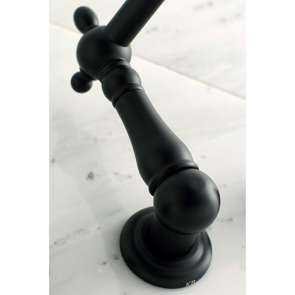 Kingston Brass Heritage 2-Handle Wall Mount Roman Tub Faucet in Matte Black HKS1020PL