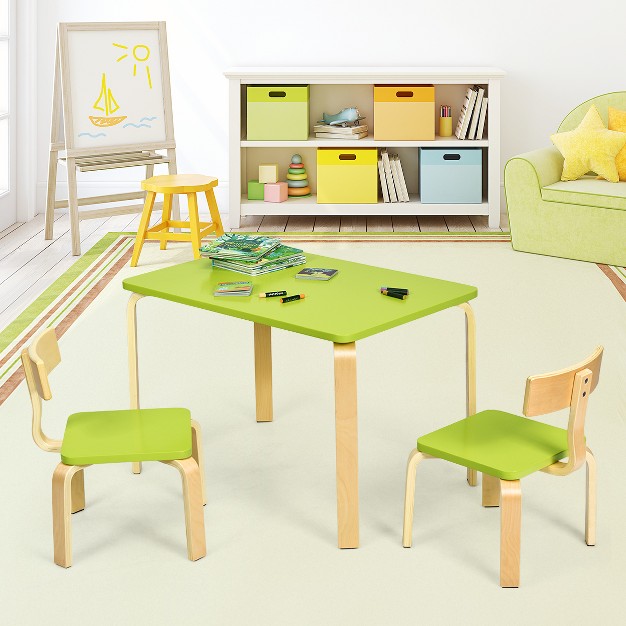 Onesstop 3 piece Kids Wooden Table Chairs Set Children Activity Desk amp Chair Furniture Pink green