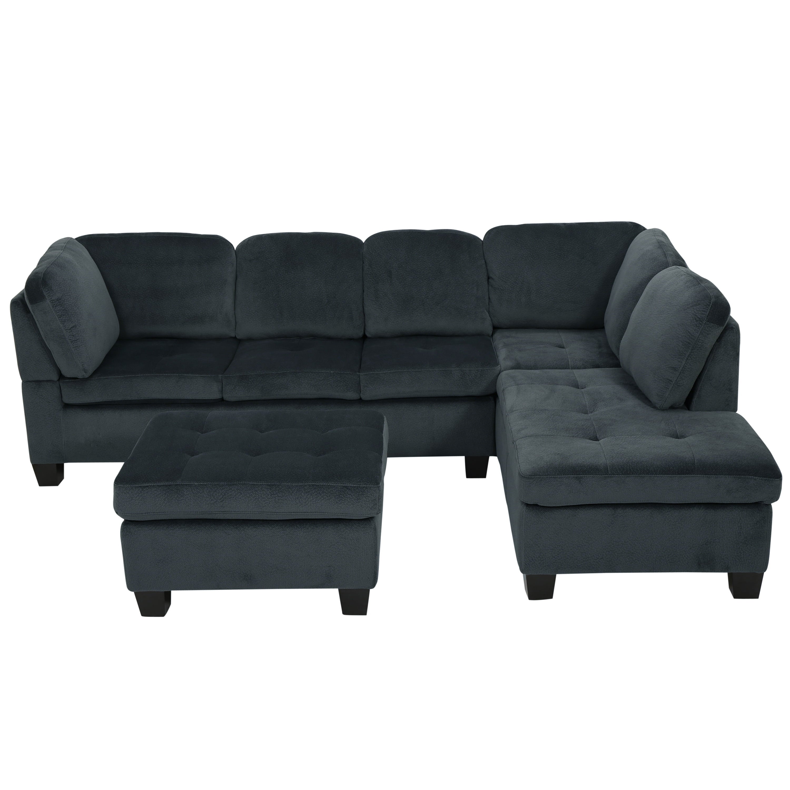 GDF Studio Canterbury 3-Pc Sectional Sofa Set, Charcoal Finish