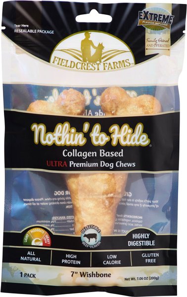 Fieldcrest Farms Nothin To Hide Ultra 7-in Wishbone Beef Dog Treats， 1 count