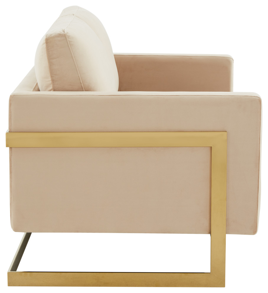 LeisureMod Lincoln Modern Velvet Loveseat With Gold Frame   Contemporary   Loveseats   by LeisureMod  Houzz