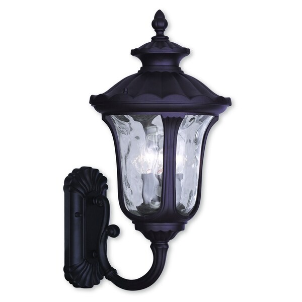 Livex Lighting Oxford Black Aluminum 3-light Outdoor Wall Lantern Shopping - The Best Deals on Outdoor Wall Lanterns | 18909674