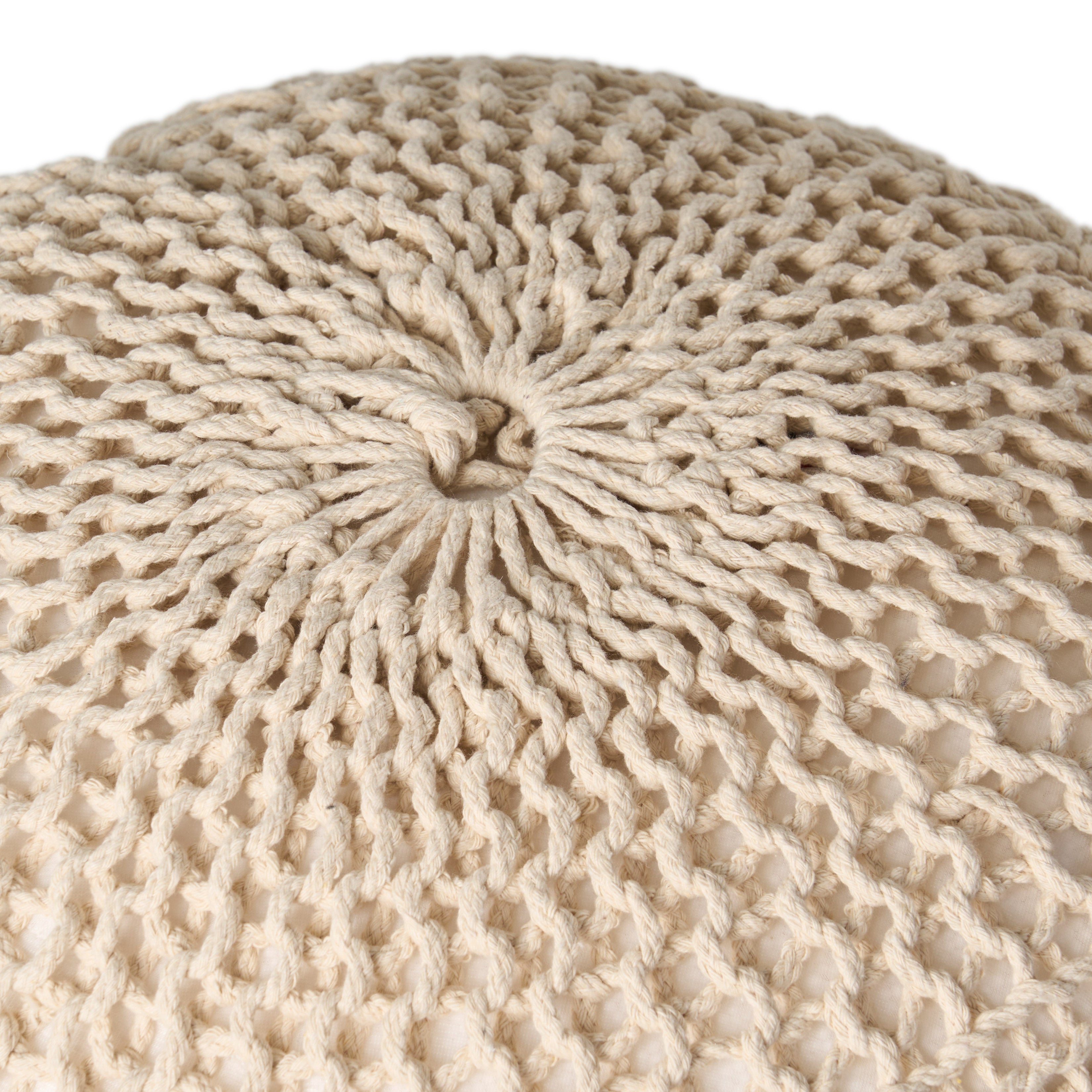 Woodbine Modern Knitted Cotton Round Pouf