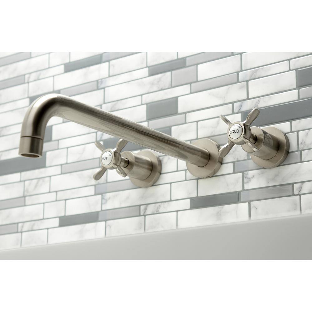 Kingston Brass Essex 2-Handle Wall-Mount Roman Tub Faucet in Brushed Nickel (Valve Included) CHUB_OMS