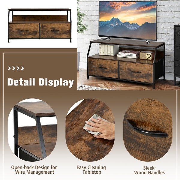 Entertainment Center Media Console Table TV Stand with Folding Drawers