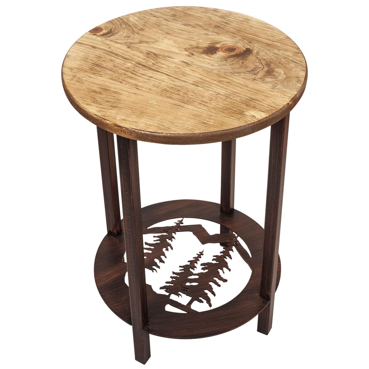 Rustic Round End Table