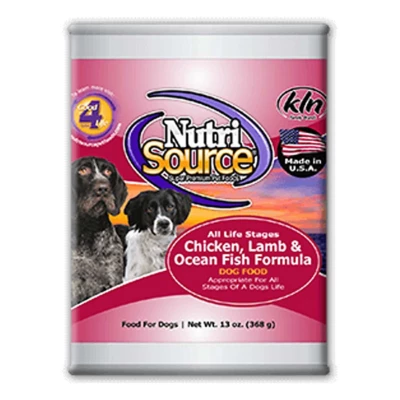 NutriSource Chicken， Lamb， and Ocean Fish Canned Dog Food