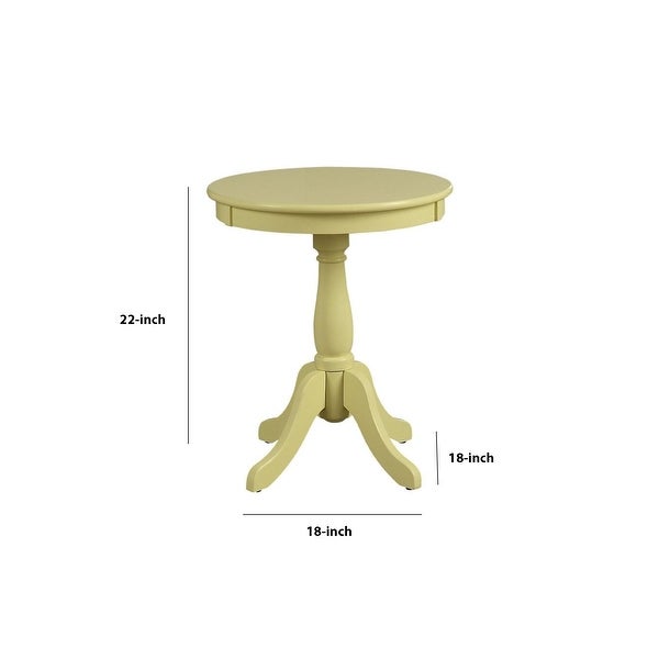 Traditional Style Wooden Round Side Table with Turned Pedestal Base - 22 H x 18 W x 18 L Inches