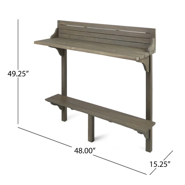 Outdoor Acacia Wood Balcony Bar Table，Gray Finish