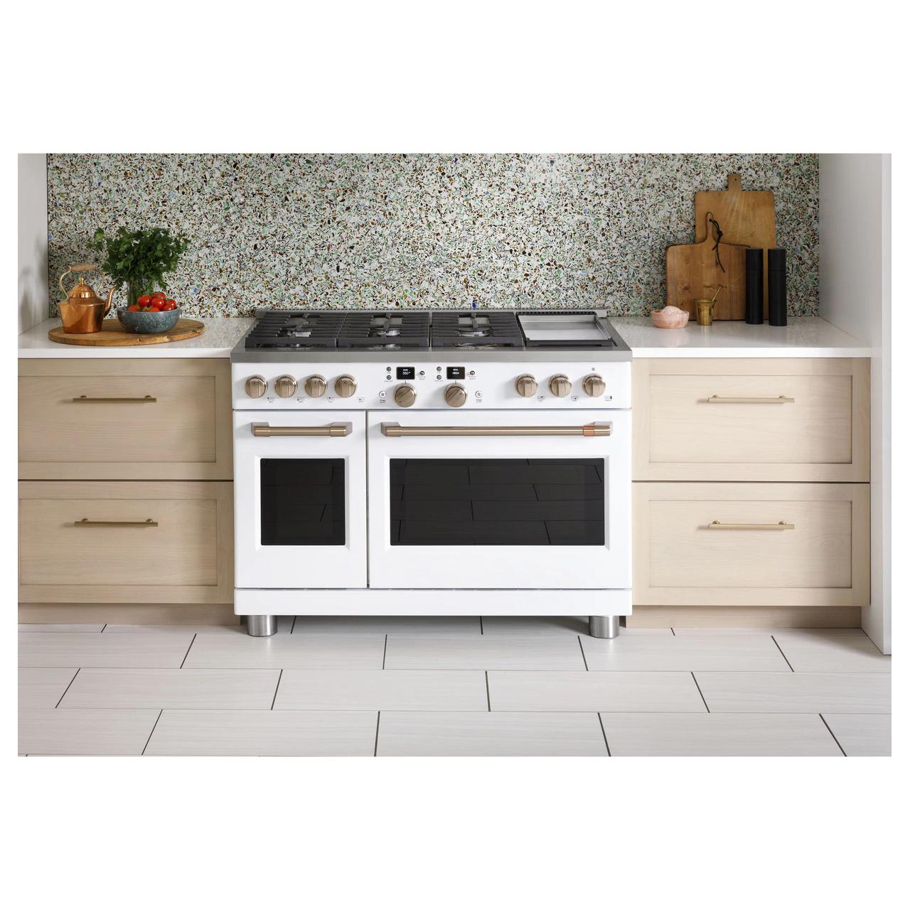 Caf¨¦ 48-inch Freestanding Dual-Fuel Range with 6 Burners and Griddle C2Y486P4TW2