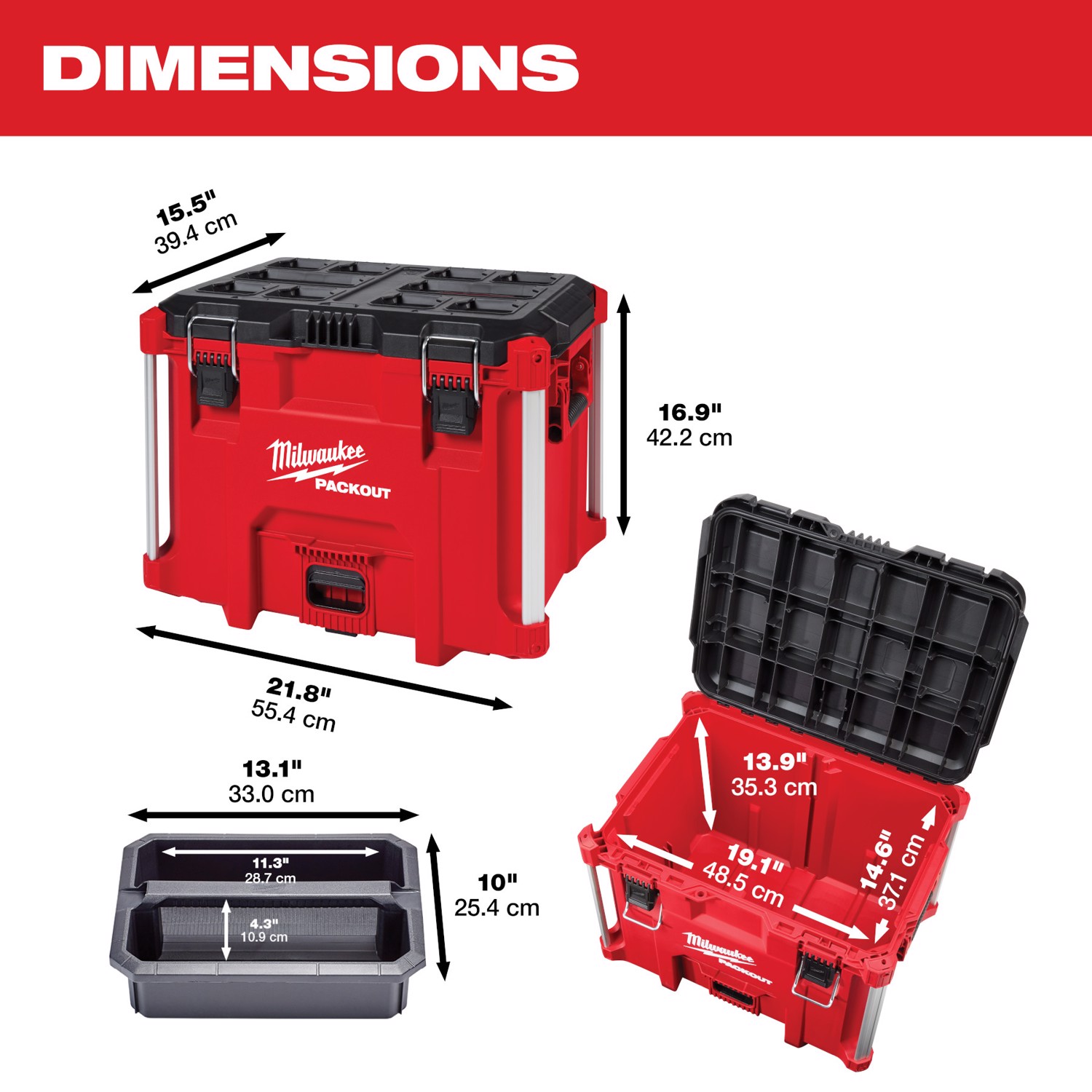 MW Packout 16.25 in. Tool Box Black/Red