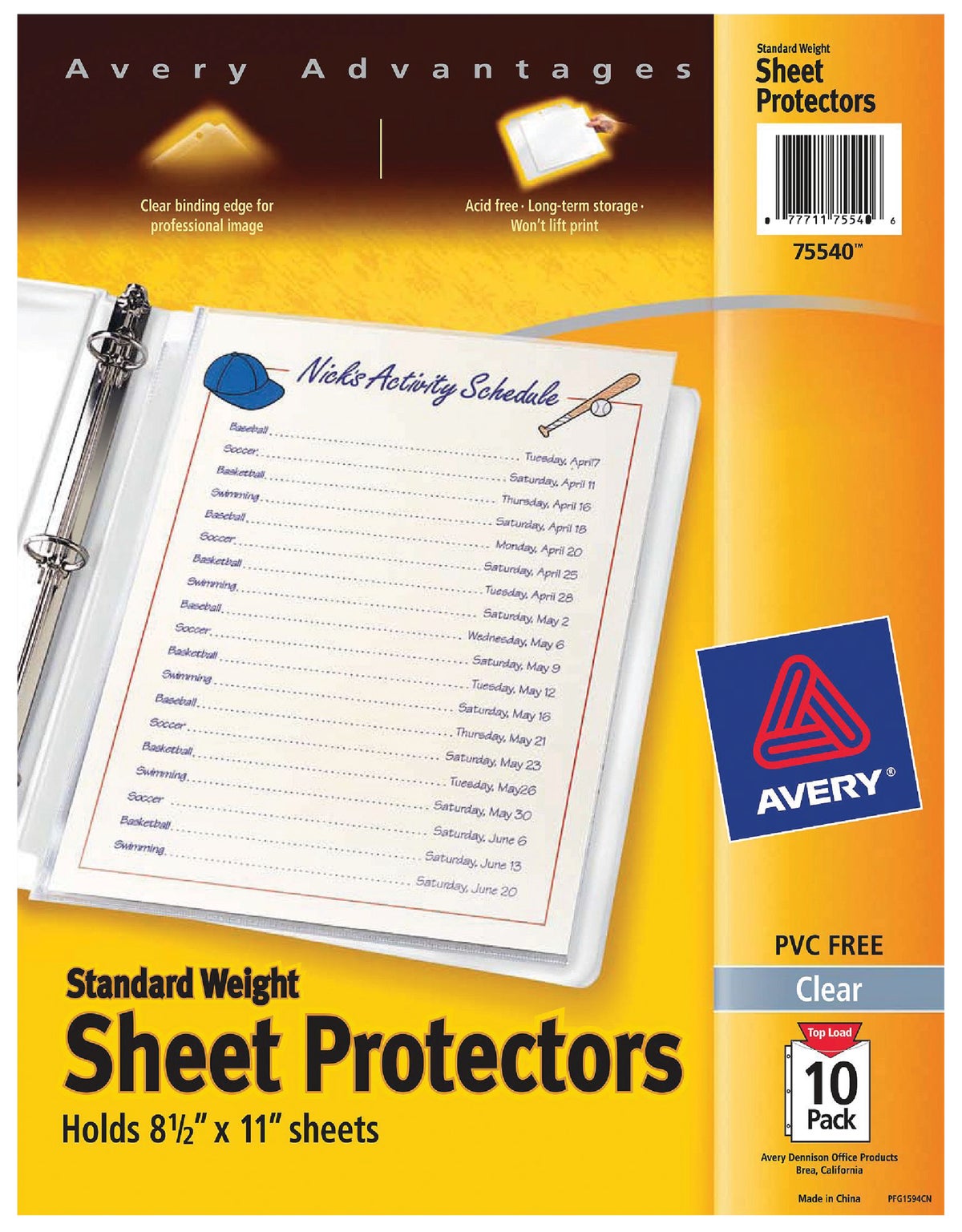 Avery Products Standard Weight Sheet Protector Clear