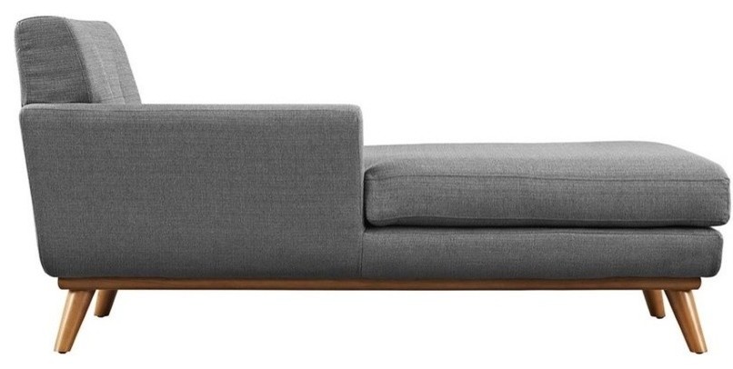 Hawthorne Collection Left Arm Chaise Lounge in Gray   Midcentury   Indoor Chaise Lounge Chairs   by Homesquare  Houzz