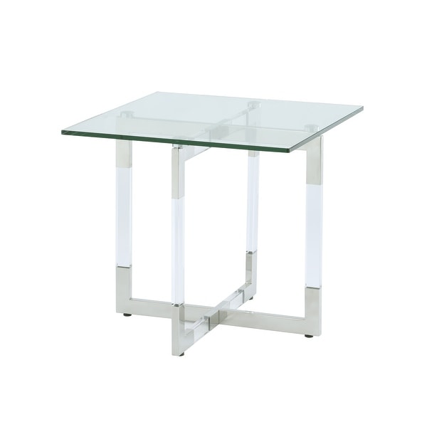 Somette Clear Glass and Acrylic Lamp Table - Lamp Table