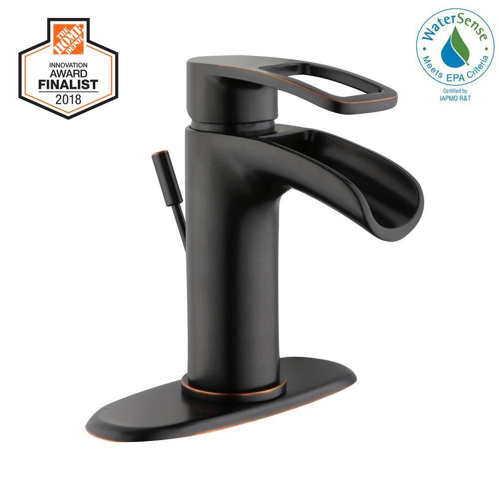 Glacier Bay Kiso Single-Handle Single Hole Low-Arc Bathroom Faucet in Bronze HD67733W-6027D