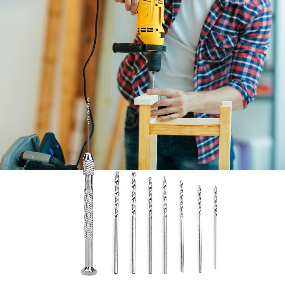 Mini Portable Precise Hand Drill With 7pcs 0.9-1.5mm Drill Bit Drilling Tool Accessories