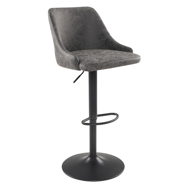 OS Home and Office Furniture Sylmar Height Adjustable Stool in Charcoal Faux Leather