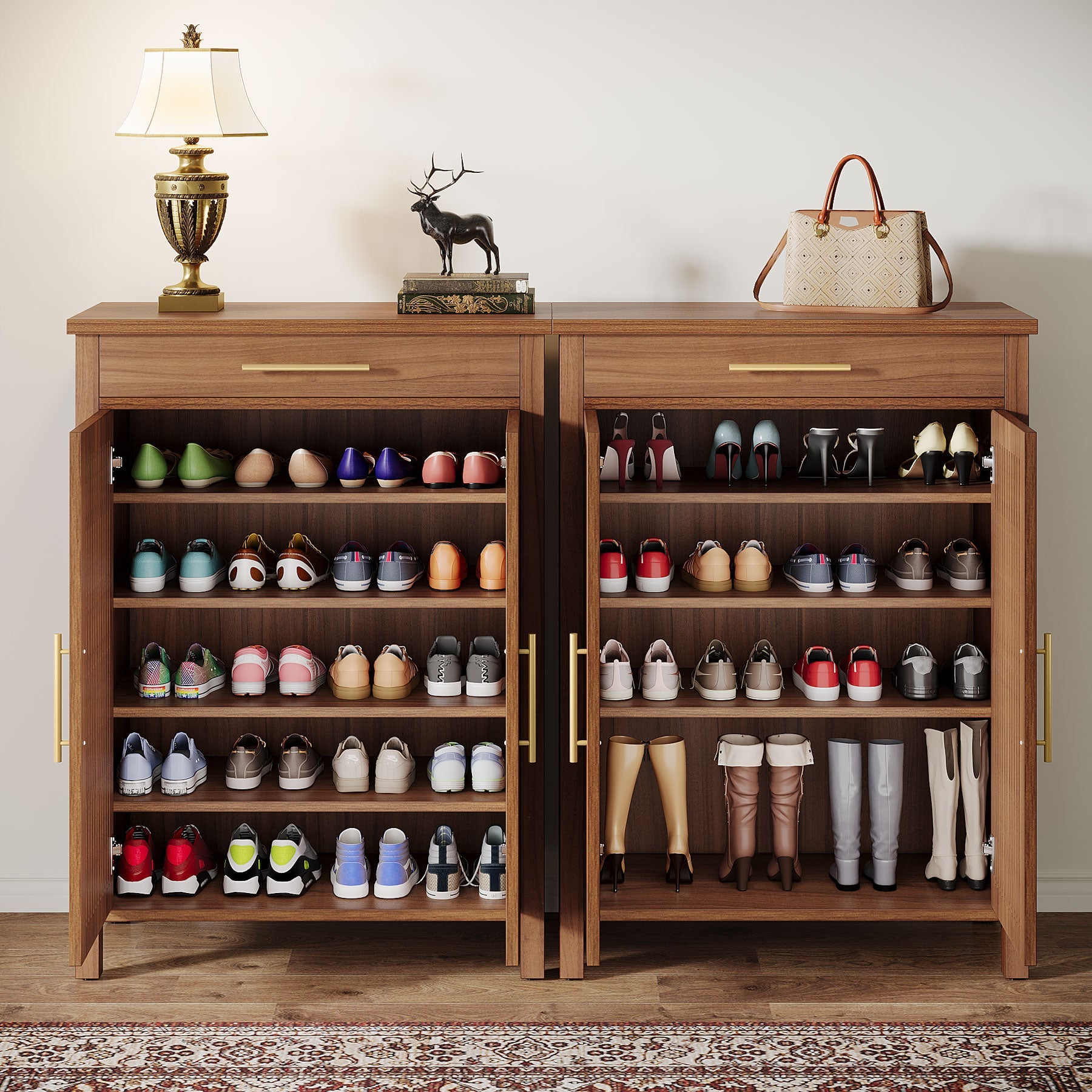 5-Tier Shoe Cabinet, Freestanding Shoe Rack Organizer with Adjustable Shelves