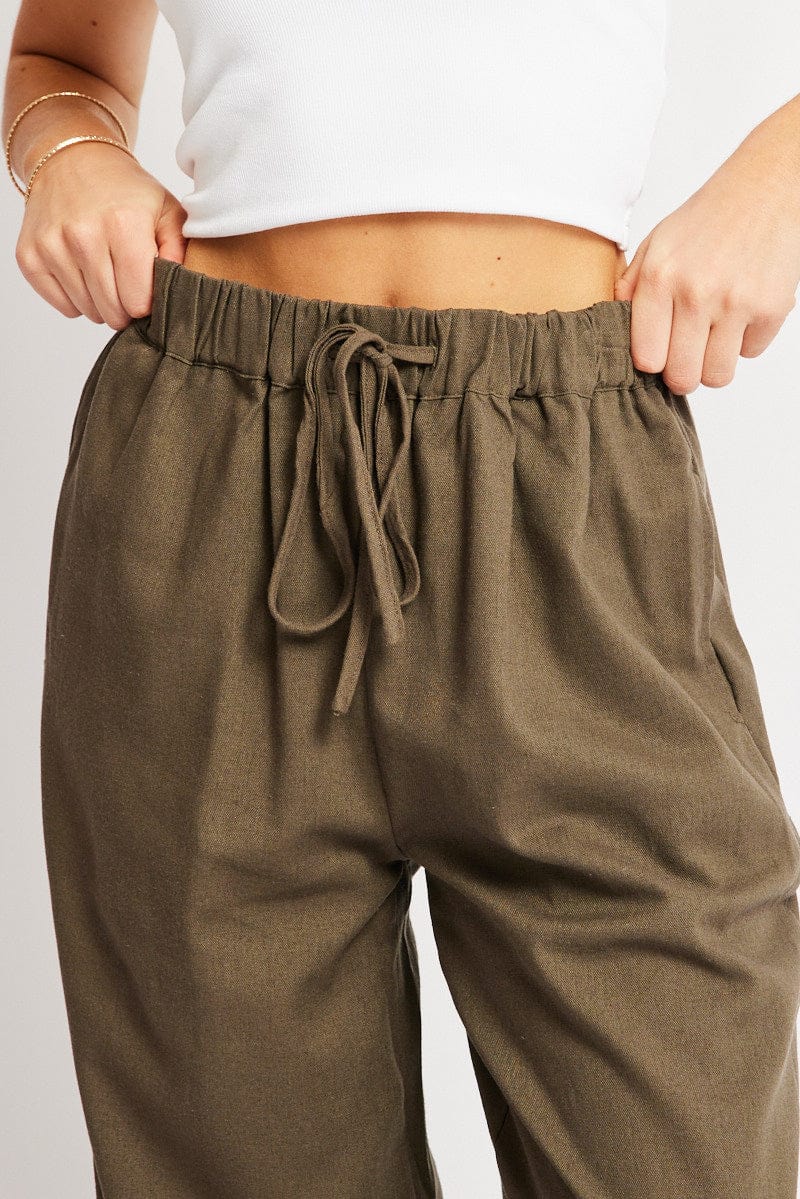 Green Wide Leg Pants Elasticated Waist