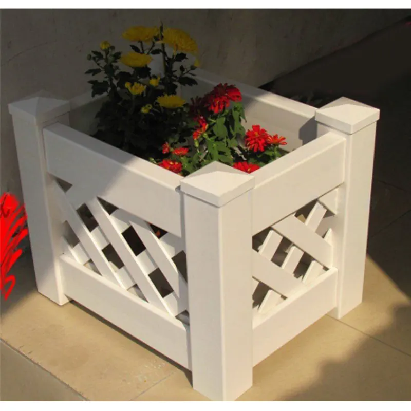 Supply and export high quality customizable  white plastic pvc Vinyl Flower rectangular planter box