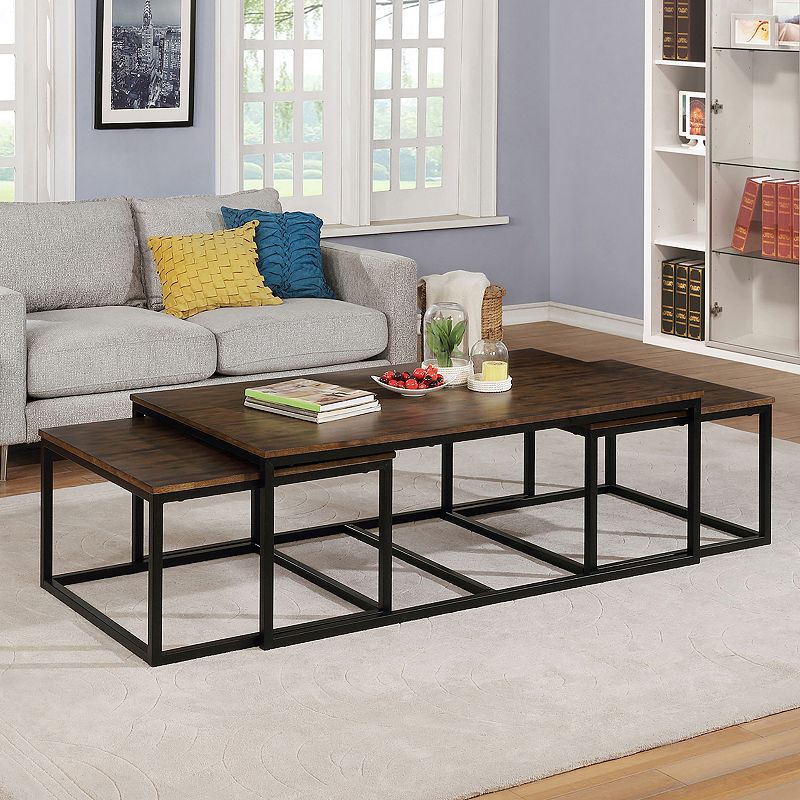 Alaterre Furniture Arcadia Acacia Wood Coffee Table with 2 Nesting Tables