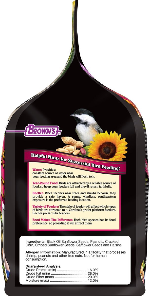 Brown's Bird Lover's Blend Chickadee Nuthatch Wild Bird Food