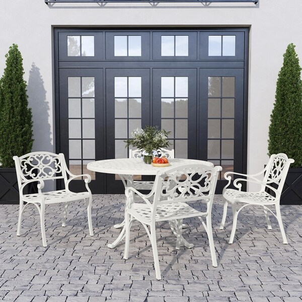 Sanibel White Aluminum 5 Piece Outdoor Dining Set