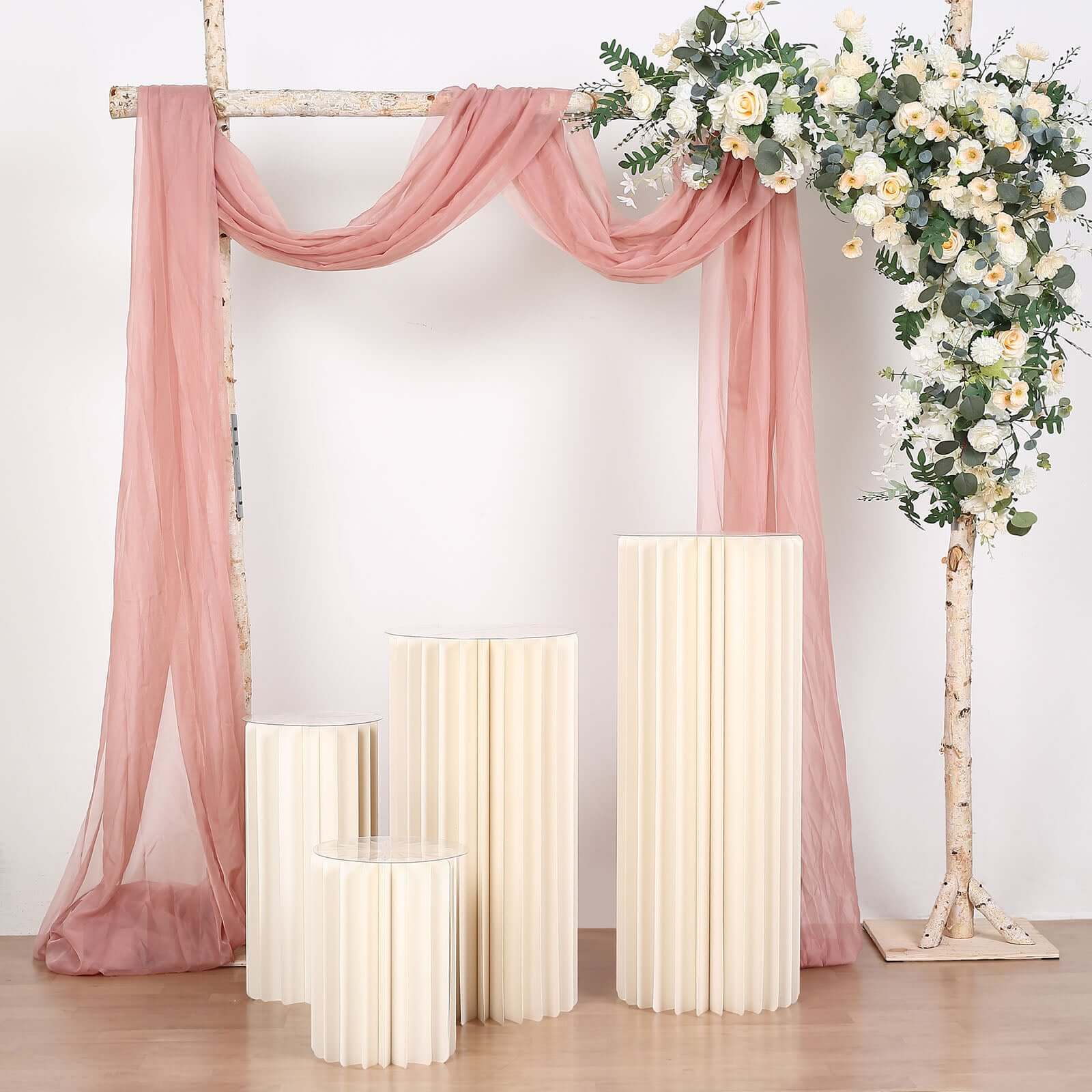 Ivory Cylinder Pillar Pedestal Stand, Display Column Stand With Top Plate 16