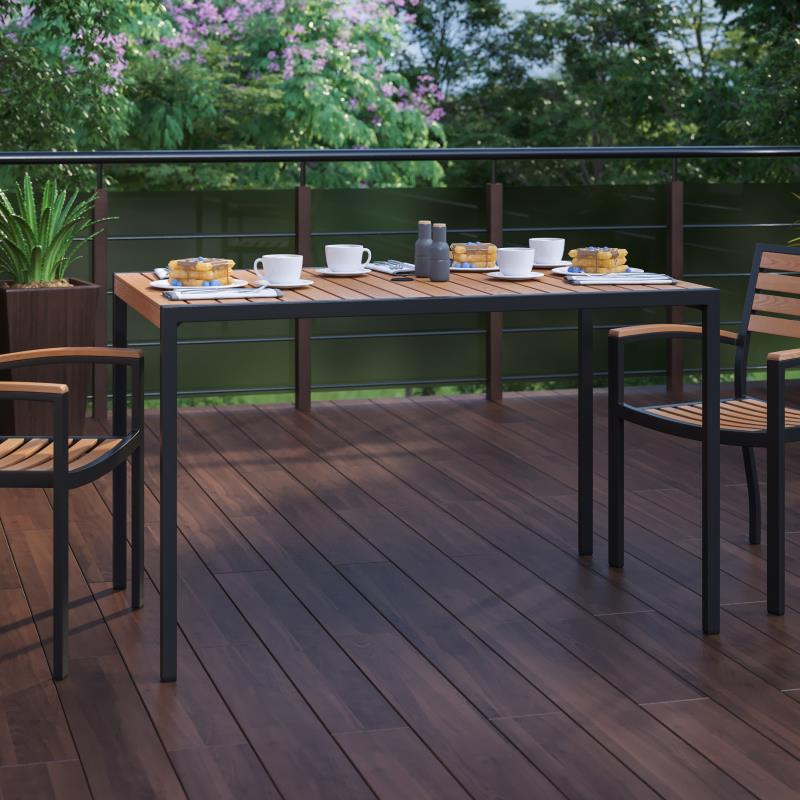 Flash Furniture Lark 30 quotx48 quotFauxTeak Patio Table xU DG UH3048 GG   Transitional   Outdoor Dining Tables   by Kolibri Decor  Houzz