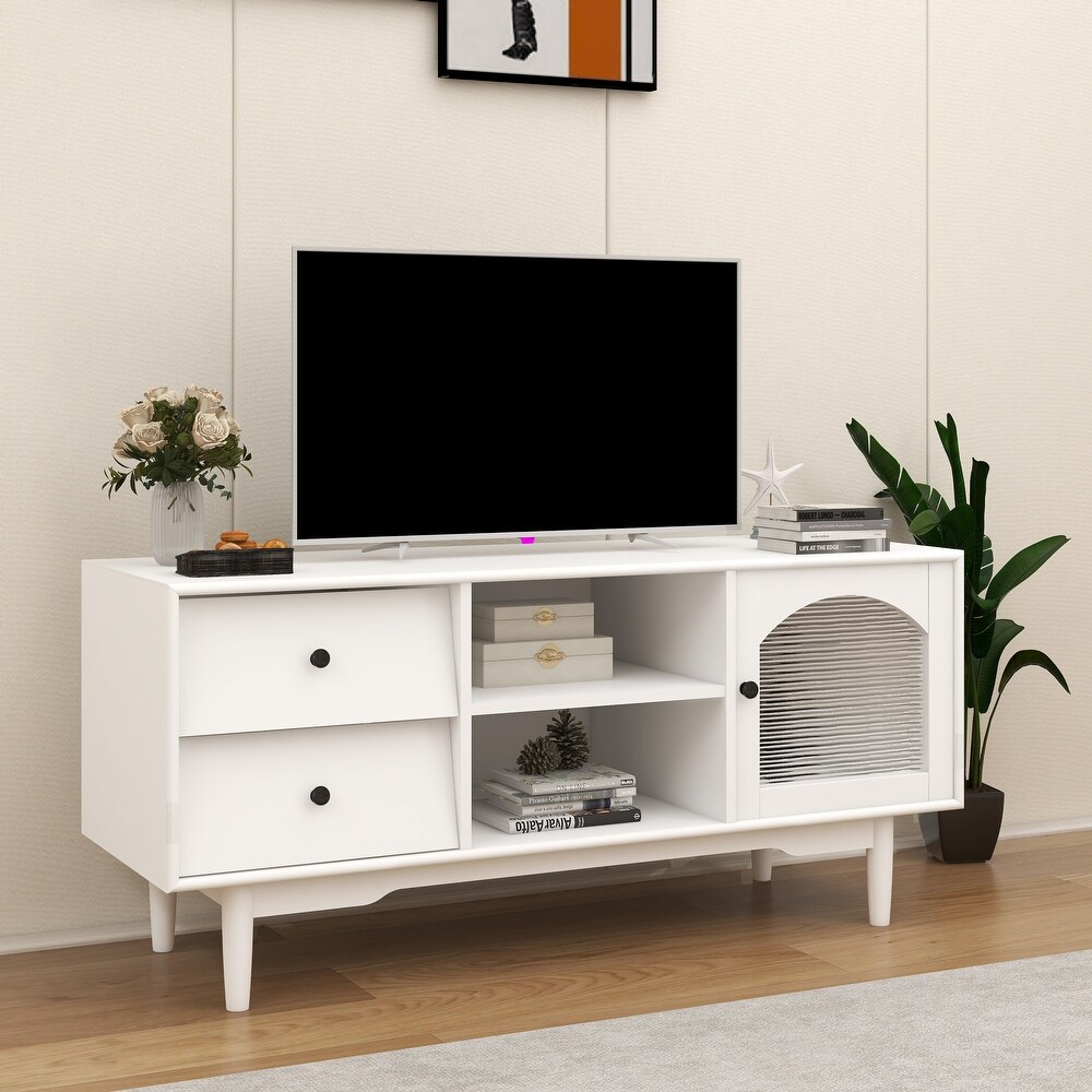 White Wood TV Stand for TVs up to 55\