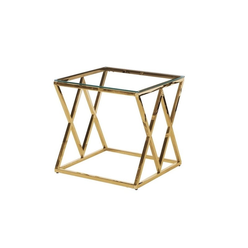 Best Master Furniture Clear Glass Gold Square End Table