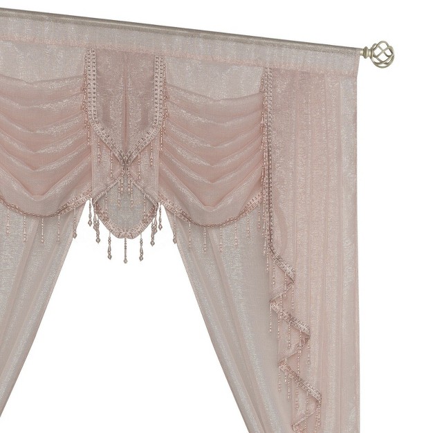 Kate Aurora Ultra Glam Beaded Sparkly Sheer Window In A Bag Curtain Set