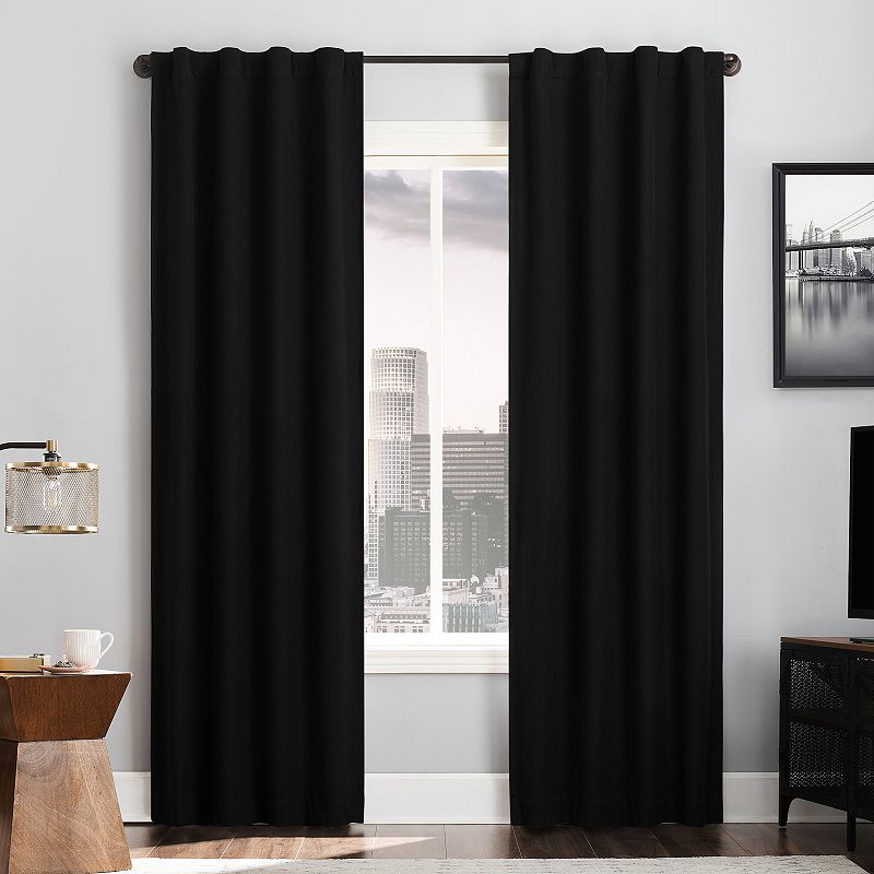 Sun Zero 2-pack Doyer 100% Blackout Magnetic Closure Back Tab Curtain Panels