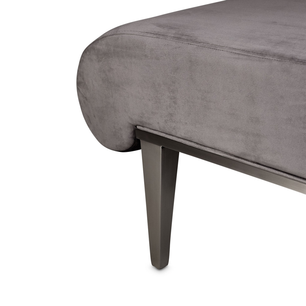 Roxbury Park Velvet Chaise   Gray Pearl/Stainless Steel   Contemporary   Indoor Chaise Lounge Chairs   by Michael Amini  Houzz