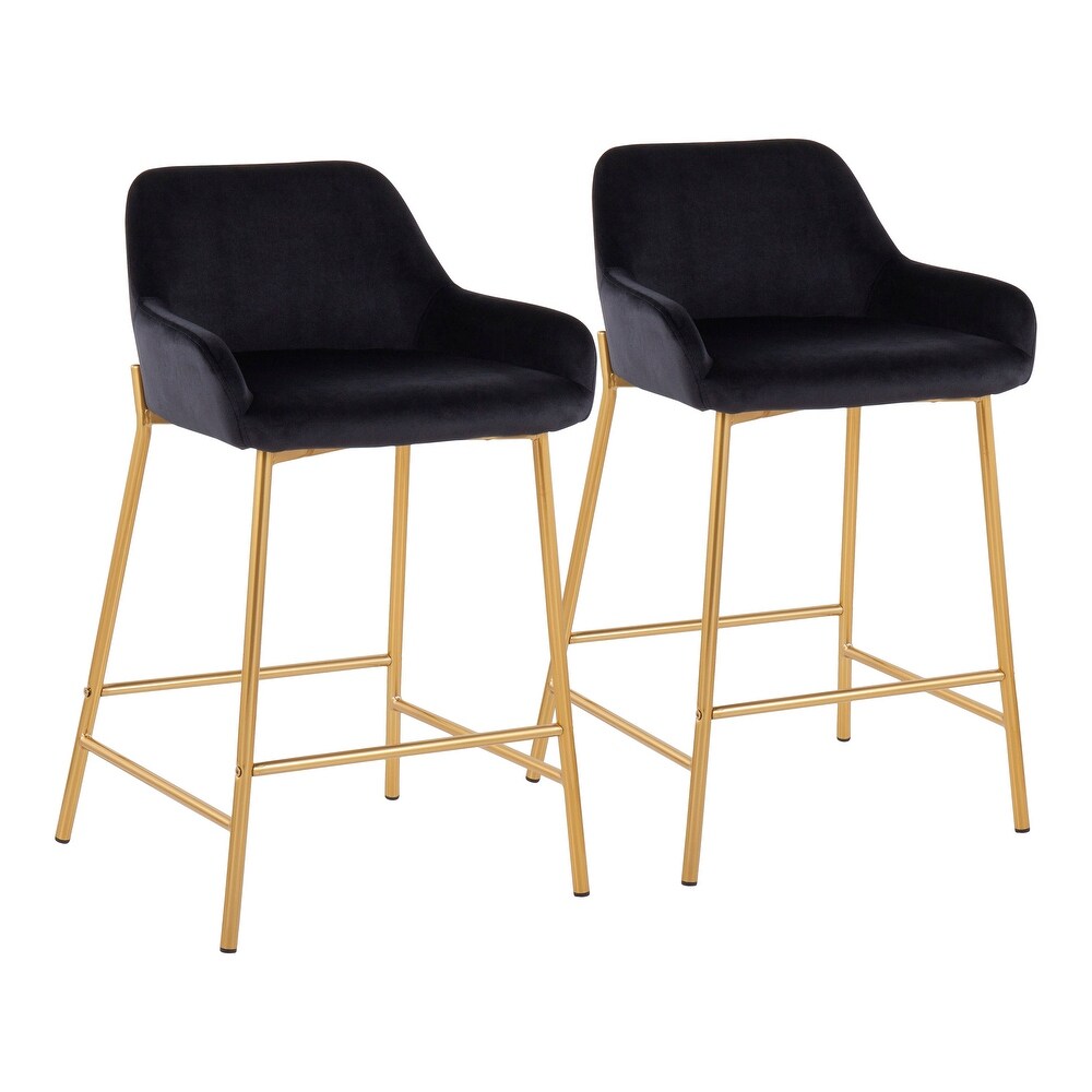 Silver Orchid Galotti Gold Fixed Height Upholstered Counter Stool   Set of 2