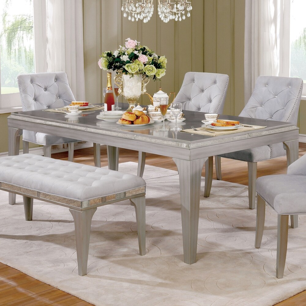 Furniture of America Weas Contemporary Silver 84 inch Wood Dining Table