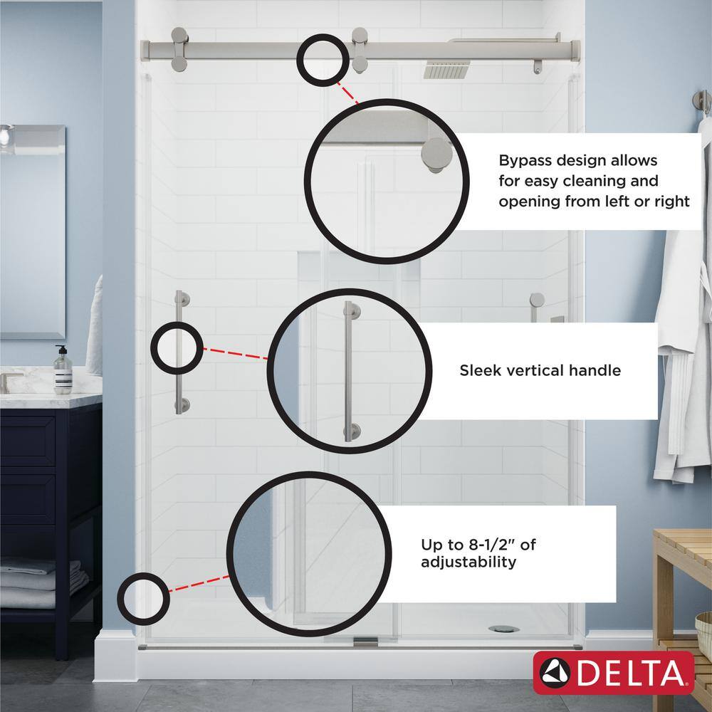 Delta Paxos 60 in. W x 62-14 in. H Sliding Frameless Bathtub Door in Matte Black with 516 in. (8 mm) Clear Glass SD5758474