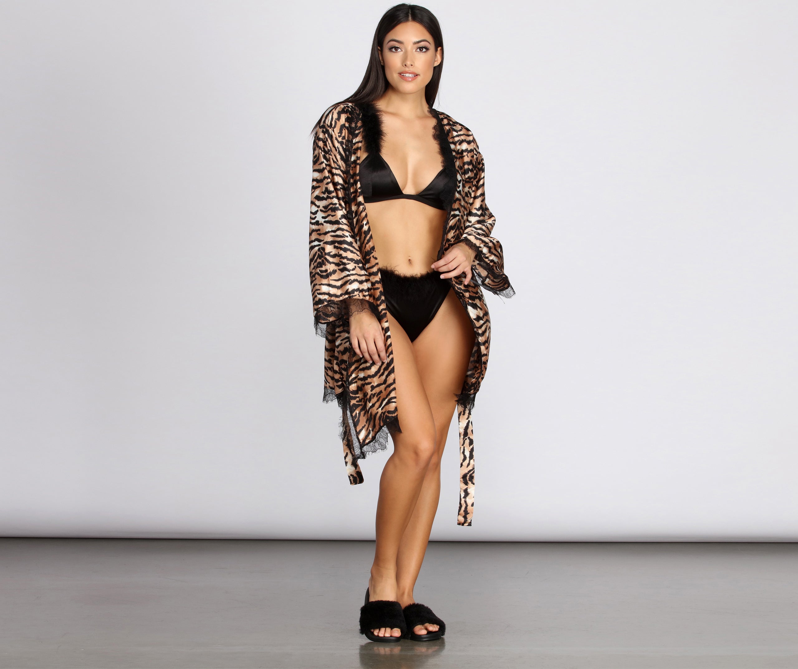 Sultry And Sassy Lace Trim Robe