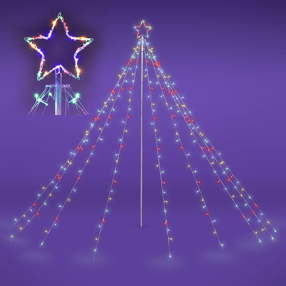 Yescom Christmas Tree Light 9 String Lights with Star & Pole