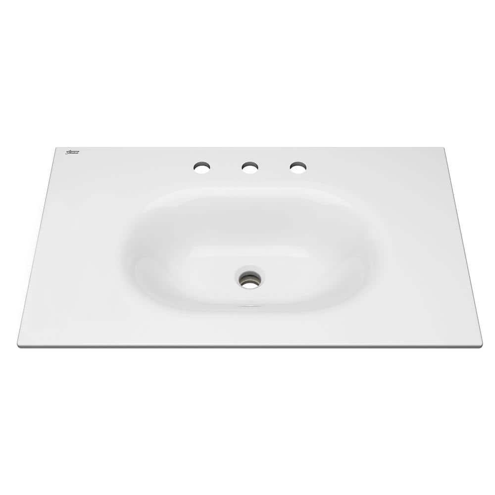 American Standard Studio S 33 in Bathroom Vanity Sink Top with 8 in Faucet Holes in White