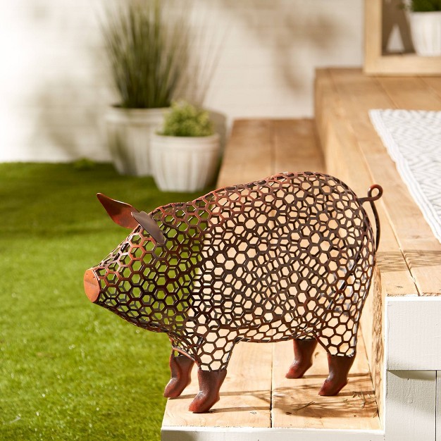 Iron Chicken Wire Pig Sculpture Brown Zingz amp Thingz