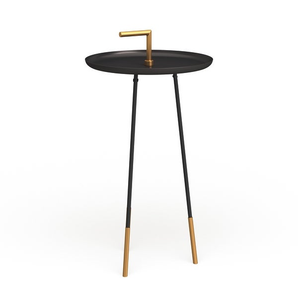 SAFAVIEH Delia Handle Side Table - Black / Gold - 15.7