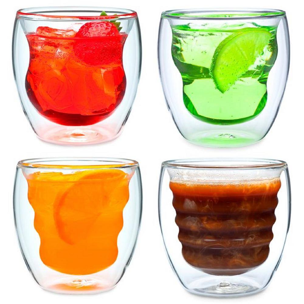 Ozeri Curva Artisan Series 8 oz. Double Wall Beverage Glasses and Tumblers (Set of 4) DW080AS