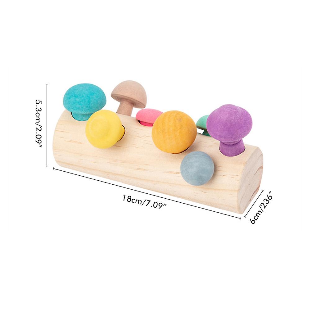 Wooden Rainbow Blocks Mushroom Picking Game Educational Toys Baby Matching Assembly Grasp Toys