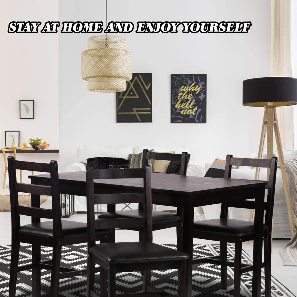 FDW Dining Table Set Pine Wood Kitchen Dining Room Table Dinette Table with 4 Chairs 28.7